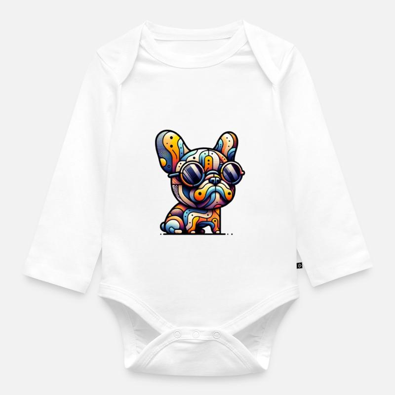 Frenchie Summer - Baby Bio-Langarm-Body - Weiß