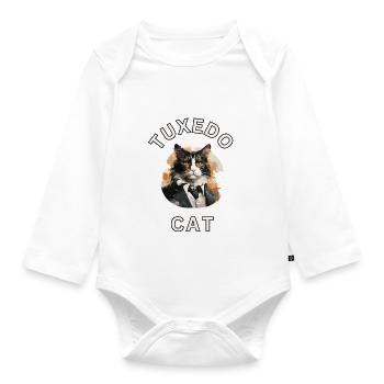 Smoking-Katze - Baby Bio-Langarm-Body - Weiß - Vorne