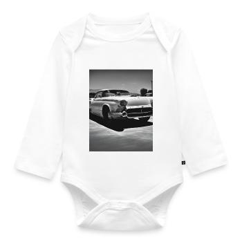 Voiture Amour Noir Blanc - Body Bébé bio manches longues - blanc - Devant