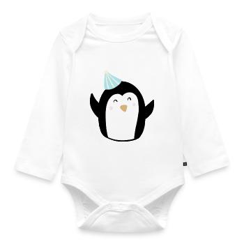 Pinguin Party - Baby Bio-Langarm-Body - Weiß - Vorne