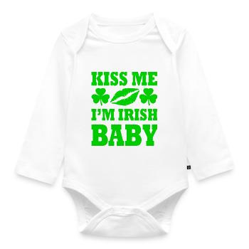 kiss me im irish baby - Body Bébé bio manches longues - blanc - Devant