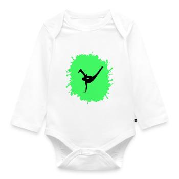 splatter breakdance - Baby Bio-Langarm-Body - Weiß - Vorne