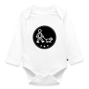 Gassi Gehen Hund - Baby Bio-Langarm-Body - Weiß - Vorne