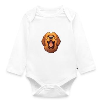 Tibetischer Mastiff Hunderasse Aquarell Karikatur Kawai - Baby Bio-Langarm-Body - Weiß - Vorne