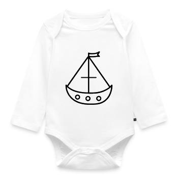 Pirate ship - Organic Longsleeve Baby Bodysuit - white - Front