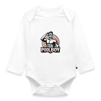 Poolboy , Bademeister , Rettungsschwimmer , Swimmi - Baby Bio-Langarm-Body - Weiß - Vorne