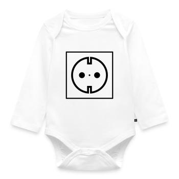 Steckdose Strom - Baby Bio-Langarm-Body - Weiß - Vorne