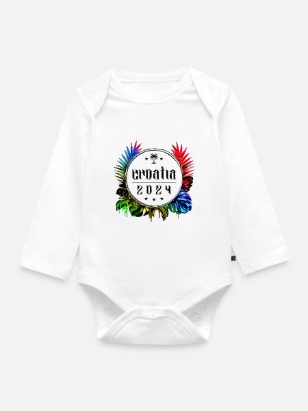 Croazia 2024 Colorato - Body ecologico per neonato a manica lunga - bianco
