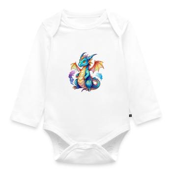 Aquarelles de dragon - Body Bébé bio manches longues - blanc - Devant