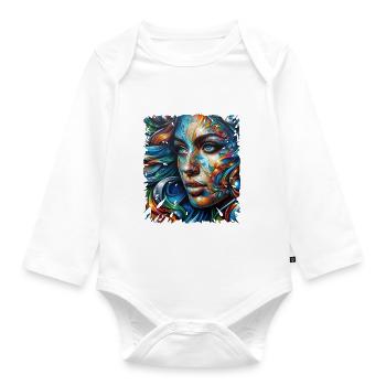 Graffiti Street Art Spray Vintage Schablone Retro - Baby Bio-Langarm-Body - Weiß - Vorne