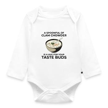 Clam Chowder Shellfish Hilarious Seafood Soup - Organic Longsleeve Baby Bodysuit - white - Front