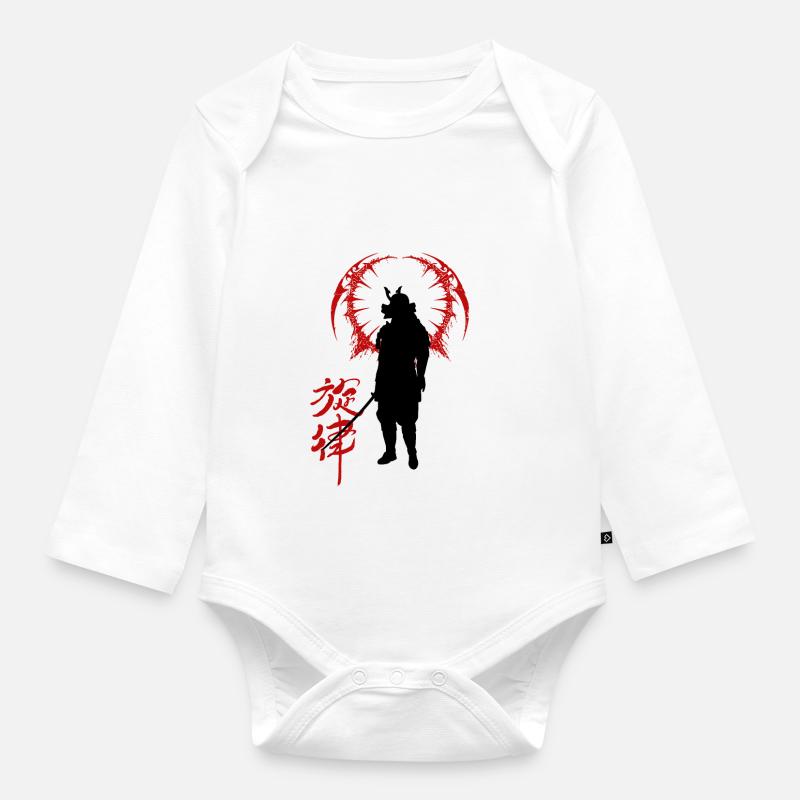 samurai - Organic Longsleeve Baby Bodysuit - white