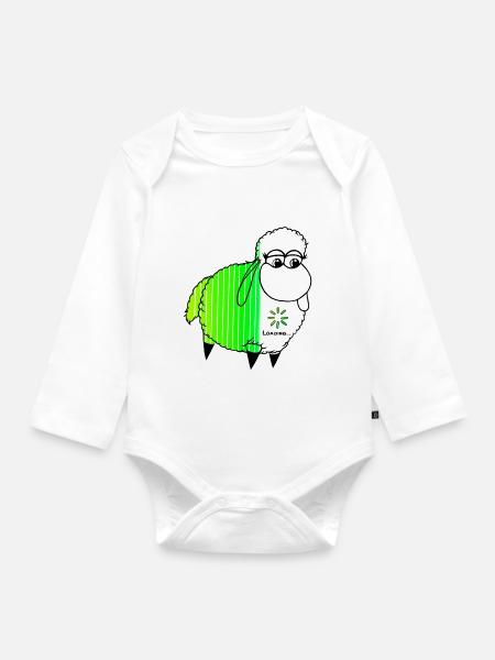 Wolly Sheepling Ladebalken-Schaf Gaming - Baby Bio-Langarm-Body - Weiß