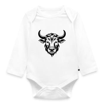 Bull Bull Head - Organic Longsleeve Baby Bodysuit - white - Front