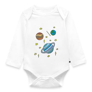 galaxy - Baby Bio-Langarm-Body - Weiß - Vorne