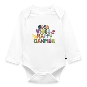 Happy Camping - Baby Bio-Langarm-Body - Weiß - Vorne