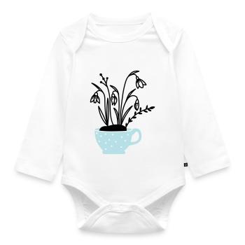 Schneeglöckchen in Tasse - Baby Bio-Langarm-Body - Weiß - Vorne