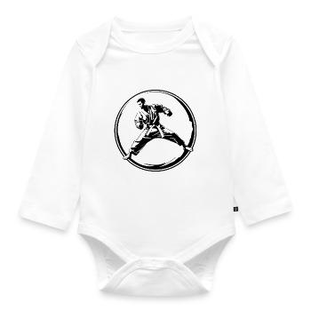Karate Sport Fighter - Organic Longsleeve Baby Bodysuit - white - Front