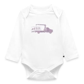 Tow Truck Evolution Silhouette Minimalist - Organic Longsleeve Baby Bodysuit - white - Front