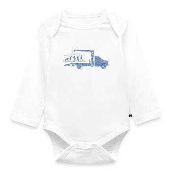 Tow Truck Evolution Silhouette Minimalist - Organic Longsleeve Baby Bodysuit - white - Front