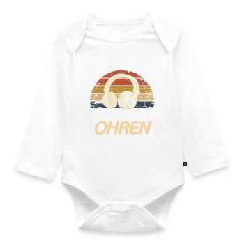 Paar auf die Ohren DJ VJTechno Retro Music - Baby Bio-Langarm-Body - Weiß - Vorne