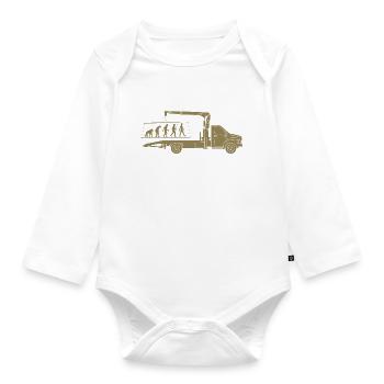 Tow Truck Evolution Silhouette Minimalist - Organic Longsleeve Baby Bodysuit - white - Front