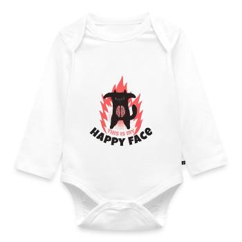 Happy face - Organic Longsleeve Baby Bodysuit - white - Front