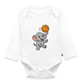 Kleiner Elefant basketball - Baby Bio-Langarm-Body - Weiß - Vorne