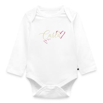 Carla Nom Prénom Calligraphie Coeur - Body Bébé bio manches longues - blanc - Devant