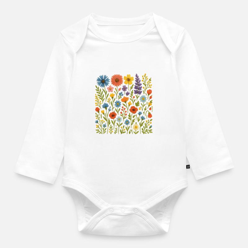 Fleur de Blumen - Body Bébé bio manches longues - blanc