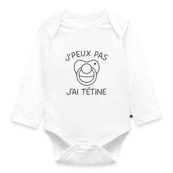 J'peux pas j'ai tétine - Body Bébé bio manches longues - blanc - Devant