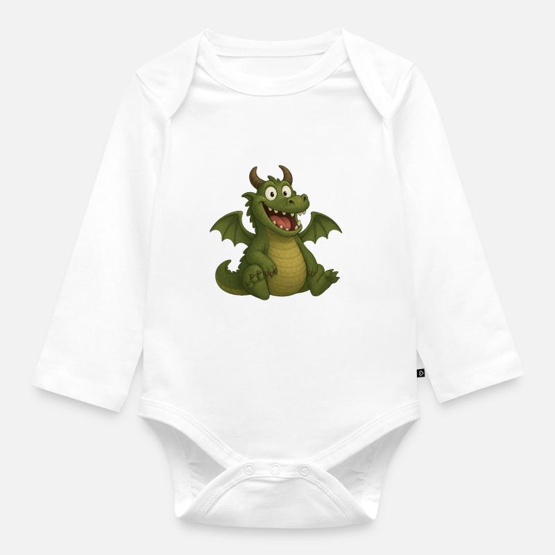 Dragon - Body Bébé bio manches longues - blanc