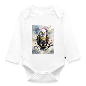 Bald Eagle - Organic Longsleeve Baby Bodysuit - white - Front