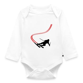 Abfahrt Ski Berge Wintersport - Baby Bio-Langarm-Body - Weiß - Vorne