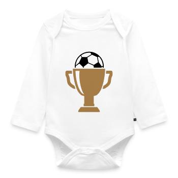 Football Cup - Gift for Winners - Organic Longsleeve Baby Bodysuit - white - Front