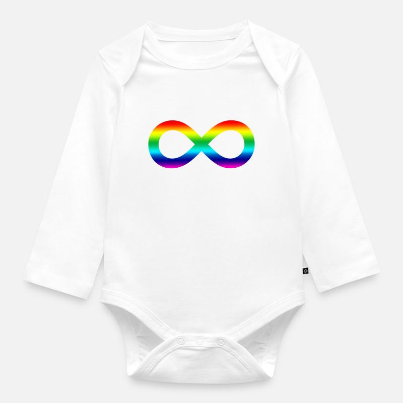 Infinity rainbow - Organic Longsleeve Baby Bodysuit - white