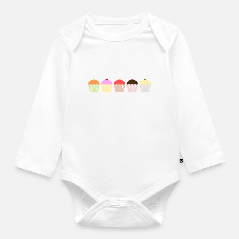 Cupcakes - Baby Bio-Langarm-Body - Weiß
