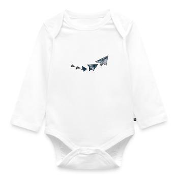 paper airplane - Organic Longsleeve Baby Bodysuit - white - Front