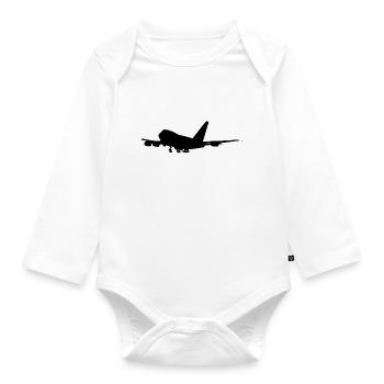 747 JUMBO JET. - Baby Bio-Langarm-Body - Weiß - Vorne