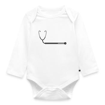 loading loading bar stethoscope listening heartbeat - Organic Longsleeve Baby Bodysuit - white - Front
