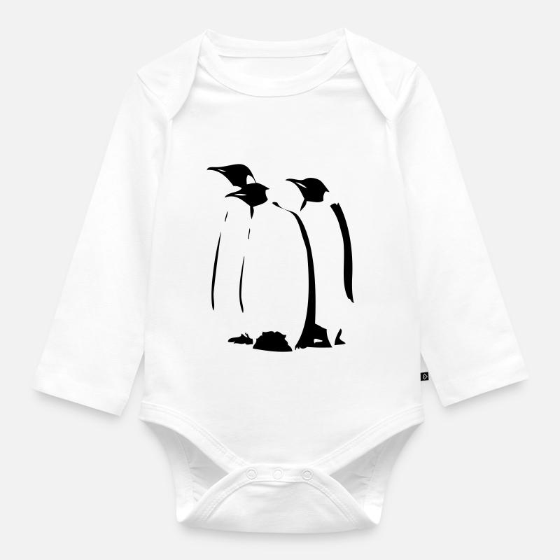 Pinguine - Baby Bio-Langarm-Body - Weiß