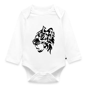 tiger tribal tiger tatoo 4022 - Organic Longsleeve Baby Bodysuit - white - Front