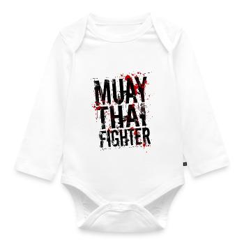 Muay Thai fighter - Organic Longsleeve Baby Bodysuit - white - Front