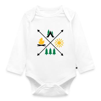 Camping - Baby Bio-Langarm-Body - Weiß - Vorne