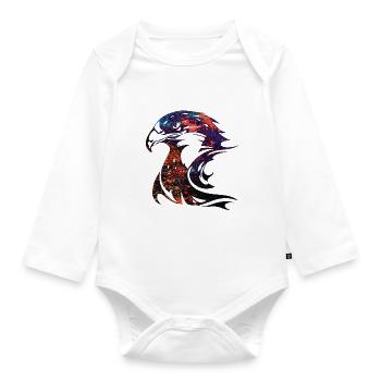 spotted eagle head - Organic Longsleeve Baby Bodysuit - white - Front