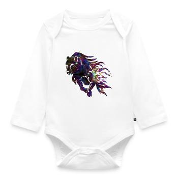 abstrakt Gepard Galaxy - Baby Bio-Langarm-Body - Weiß - Vorne