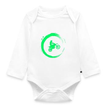 Motocross - Baby Bio-Langarm-Body - Weiß - Vorne
