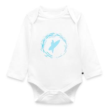Surfergirl - Baby Bio-Langarm-Body - Weiß - Vorne