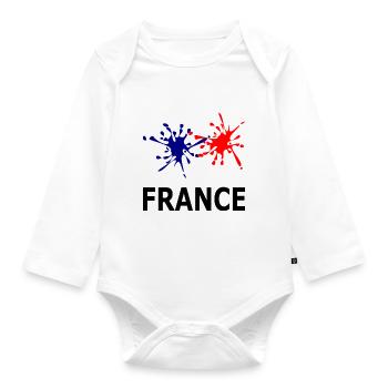 Blue White Red France - Organic Longsleeve Baby Bodysuit - white - Front