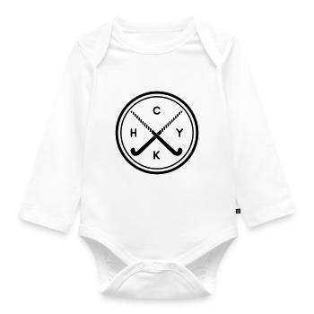 Hockey stick circle field hockey gift - Organic Longsleeve Baby Bodysuit - white - Front